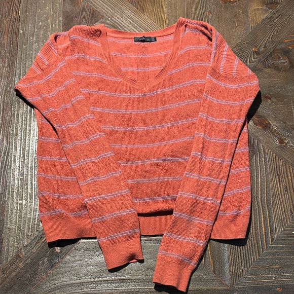 Prana Sweaters - Prana Milani v neck waffle knit sweater with “gingerbread stripe” color.